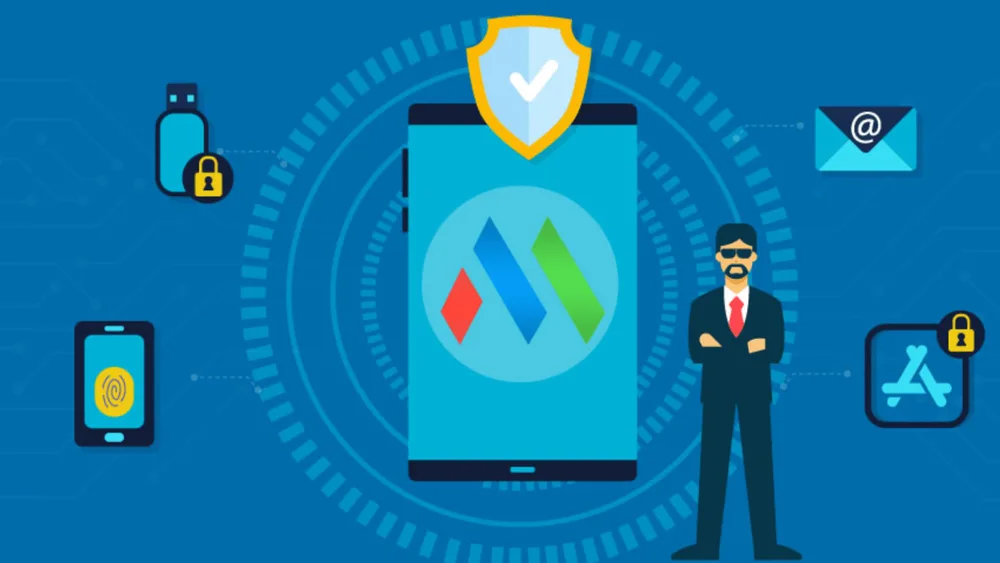 Zoho Workplace Mobile Device Management 4 Black Yellow Geometric Business Facebook Cover 64