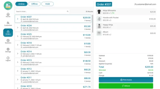 Orders Menu
