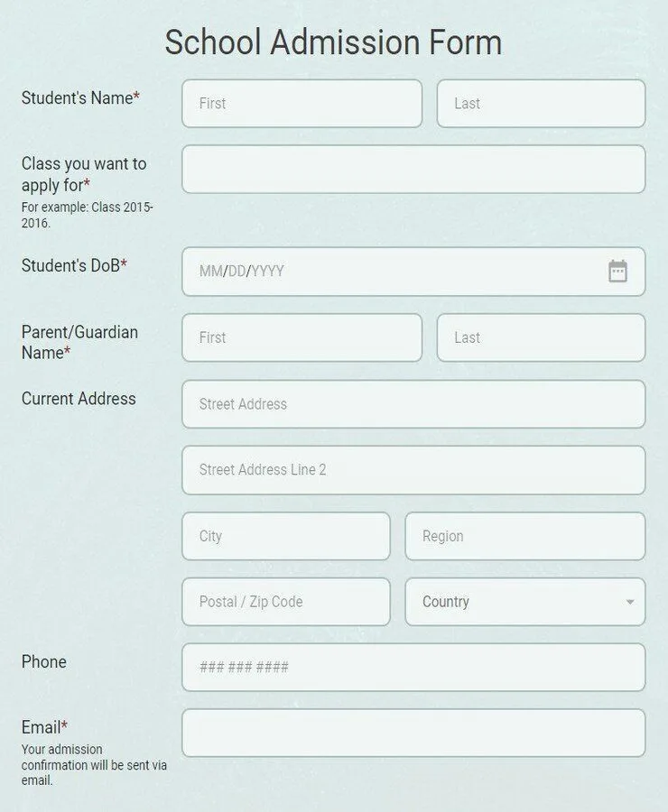Student Admission Form