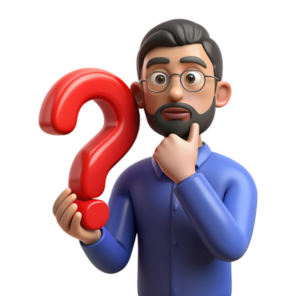 a man thinking about a question 3d photo free png