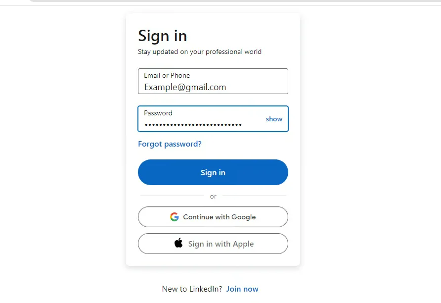Gmail and LinkedIn login