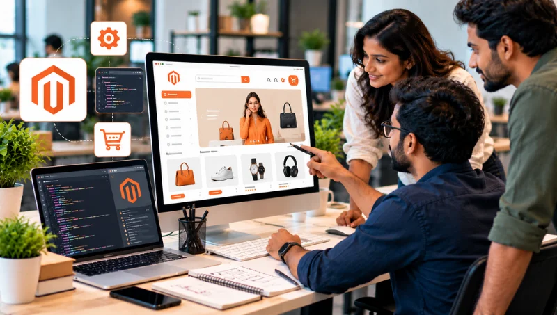 Magento developers in Bangalore working on a custom Magento store