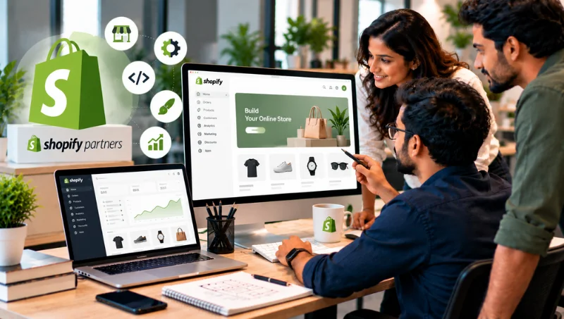 Shopify development partners in Bangalore working on a custom Shopify store
